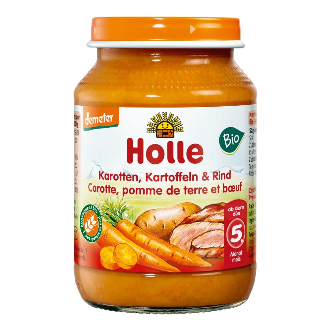 HOLLE Marchew z ziemniakami i wołowiną bez glutenu i cukru BIO 190 g