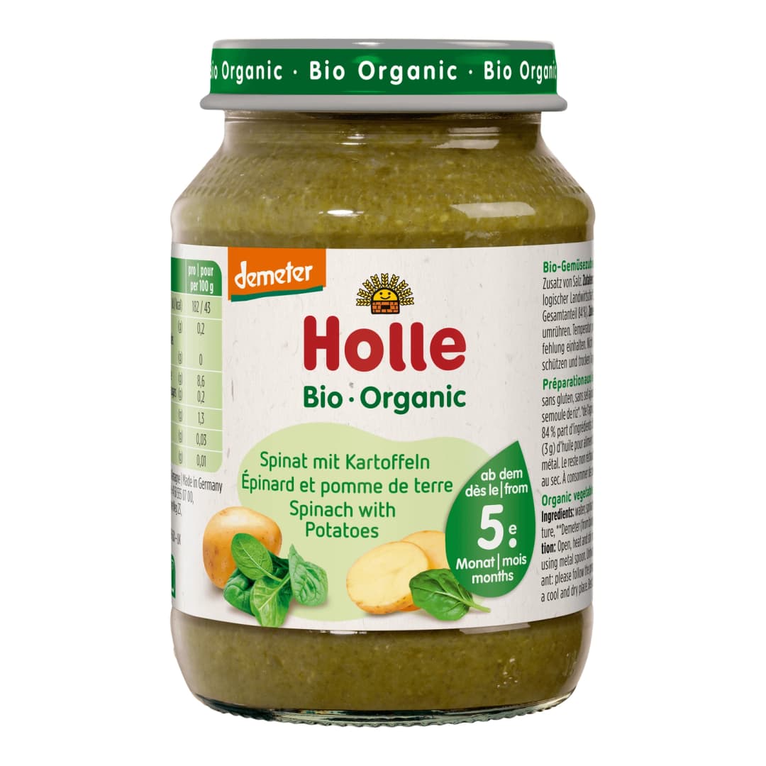 HOLLE Szpinak z ziemniakami bez glutenu i cukru BIO 190 g