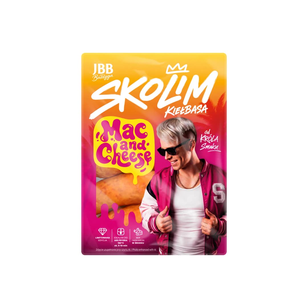 JBB SKOLIM Kiełbasa wieprzowa Mac and Cheese 350 g