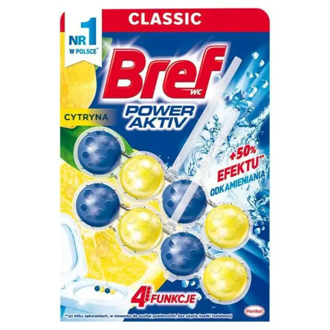 BREF POWER AKTIV Zawieszka myjąco-zapachowa do WC Soczysta Cytryna (2x50 g) 100 g