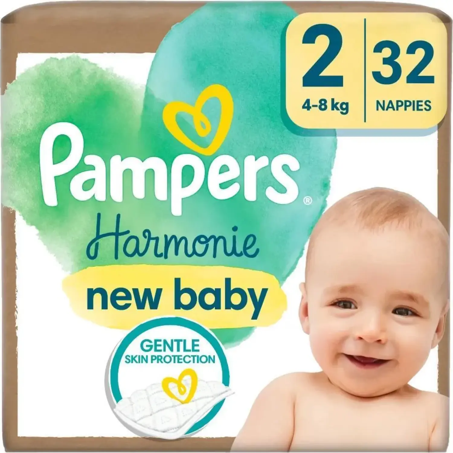 PAMPERS HARMONIE Pieluszki Rozmiar 2, 4kg-8kg 32 szt.