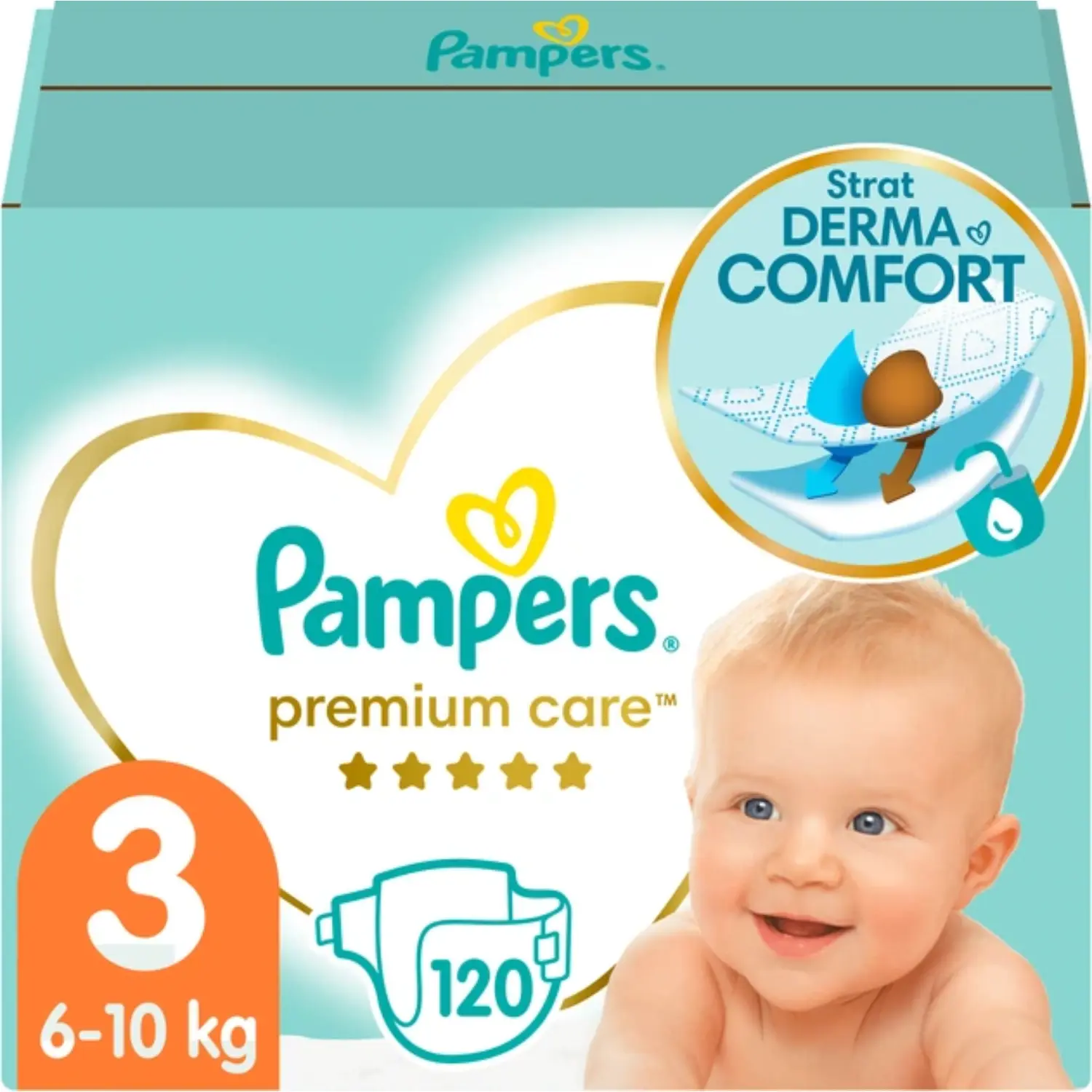 PAMPERS PREMIUM CARE Pieluszki Rozmiar 3, 6kg-10kg 120 szt.