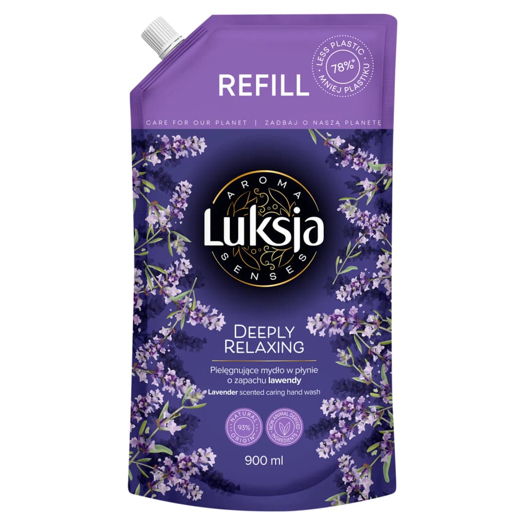 LUKSJA AROMA SENSES Mydło do rąk o zapachu lawendy zapas 900 ml