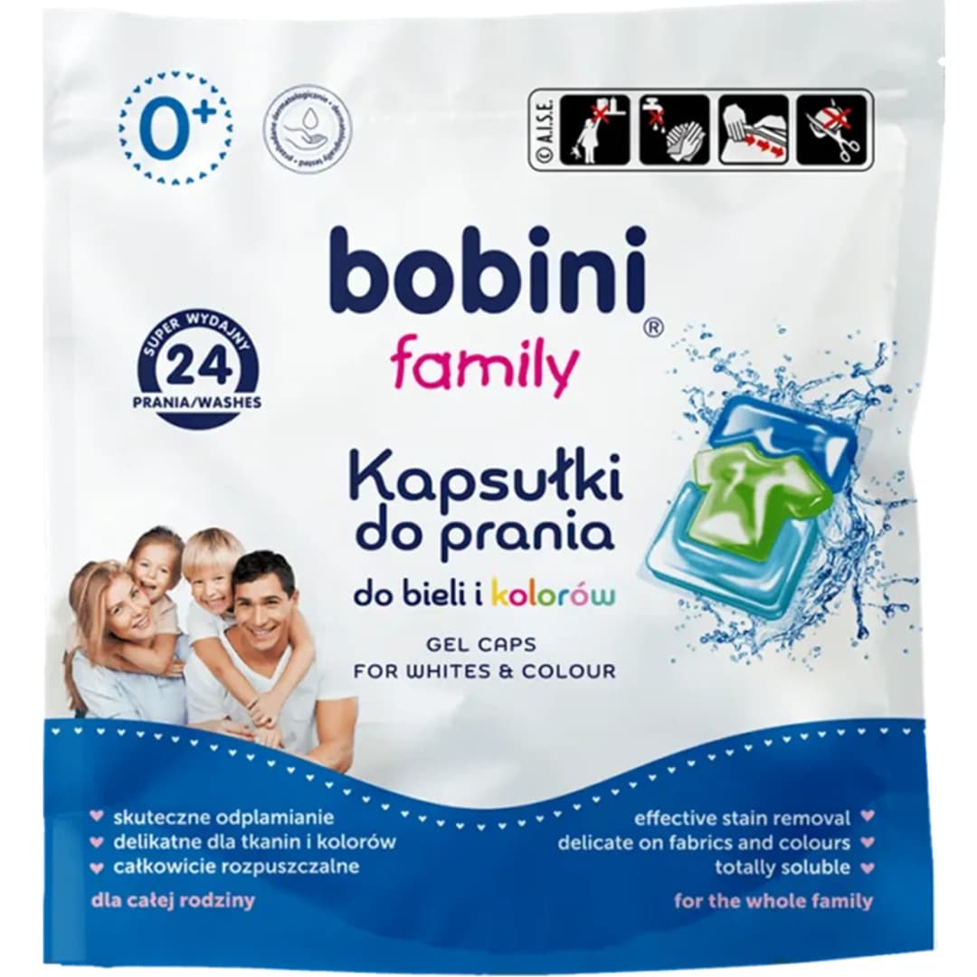 BOBINI FAMILY Kapsułki do prania bieli i kolorów 38 szt.