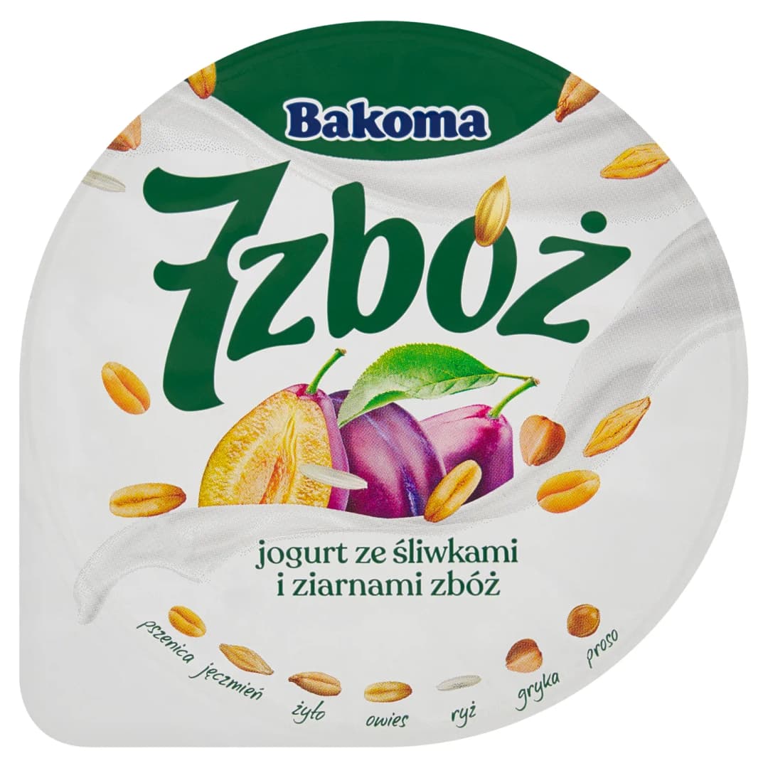 BAKOMA 7 ZBÓŻ Jogurt ze śliwkami i ziarnami zbóż 140 g