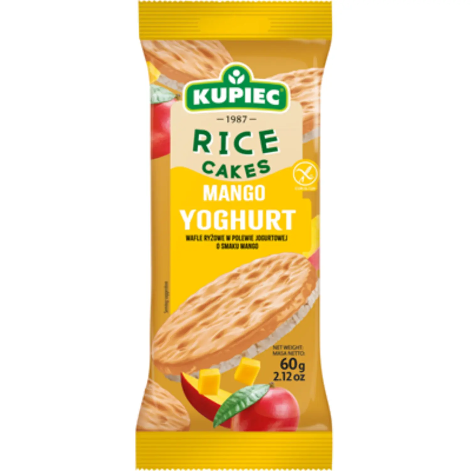 KUPIEC Wafle ryżowe w polewie jogurtowej o smaku mango 4 szt. 60 g