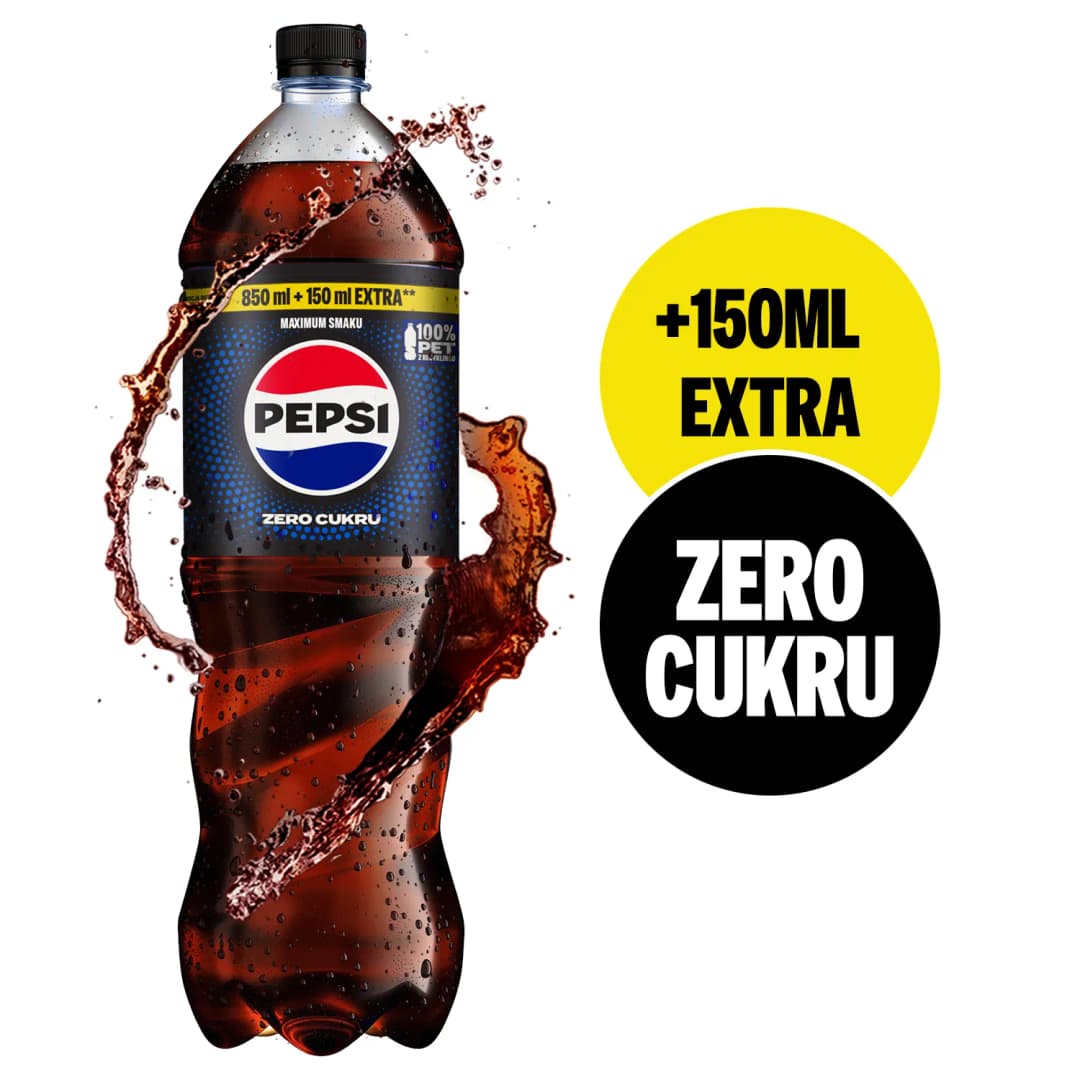 PEPSI COLA ZERO Napój gazowany bez cukru 850 ml + 150 ml gratis 1000 ml