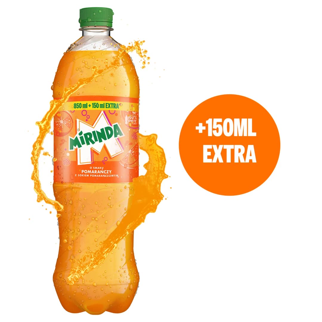 MIRINDA Napój gazowany o smaku pomarańczowym 850 ml + 150 ml gratis 1000 ml
