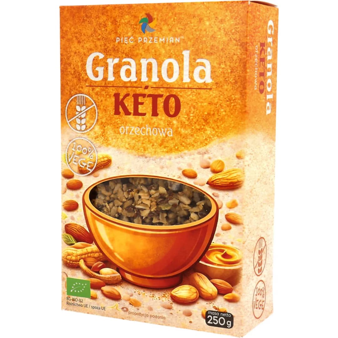 PIĘĆ PRZEMIAN Granola KETO orzechowa bezglutenowa BIO 250 g