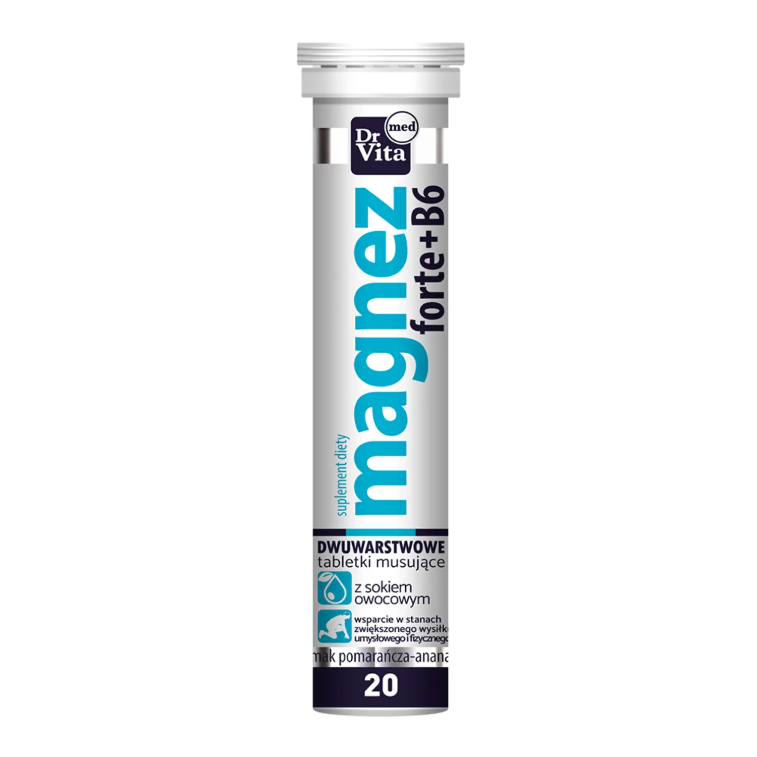 DR VITA Suplement diety Magnez forte + B6 (20 tabletek musujących)