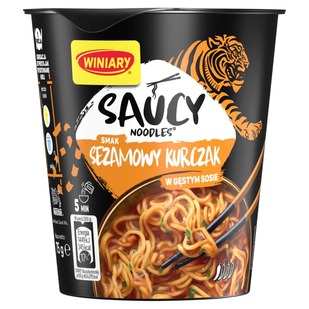 WINIARY SAUCY NOODLES Danie instant smak sezamowy kurczak w gęstym sosie 75 g