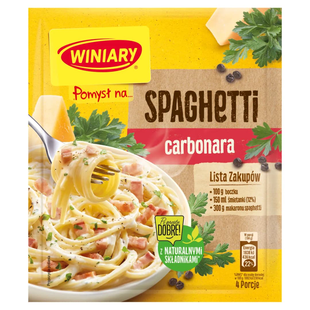 WINIARY POMYSŁ NA... Spaghetti carbonara 34 g