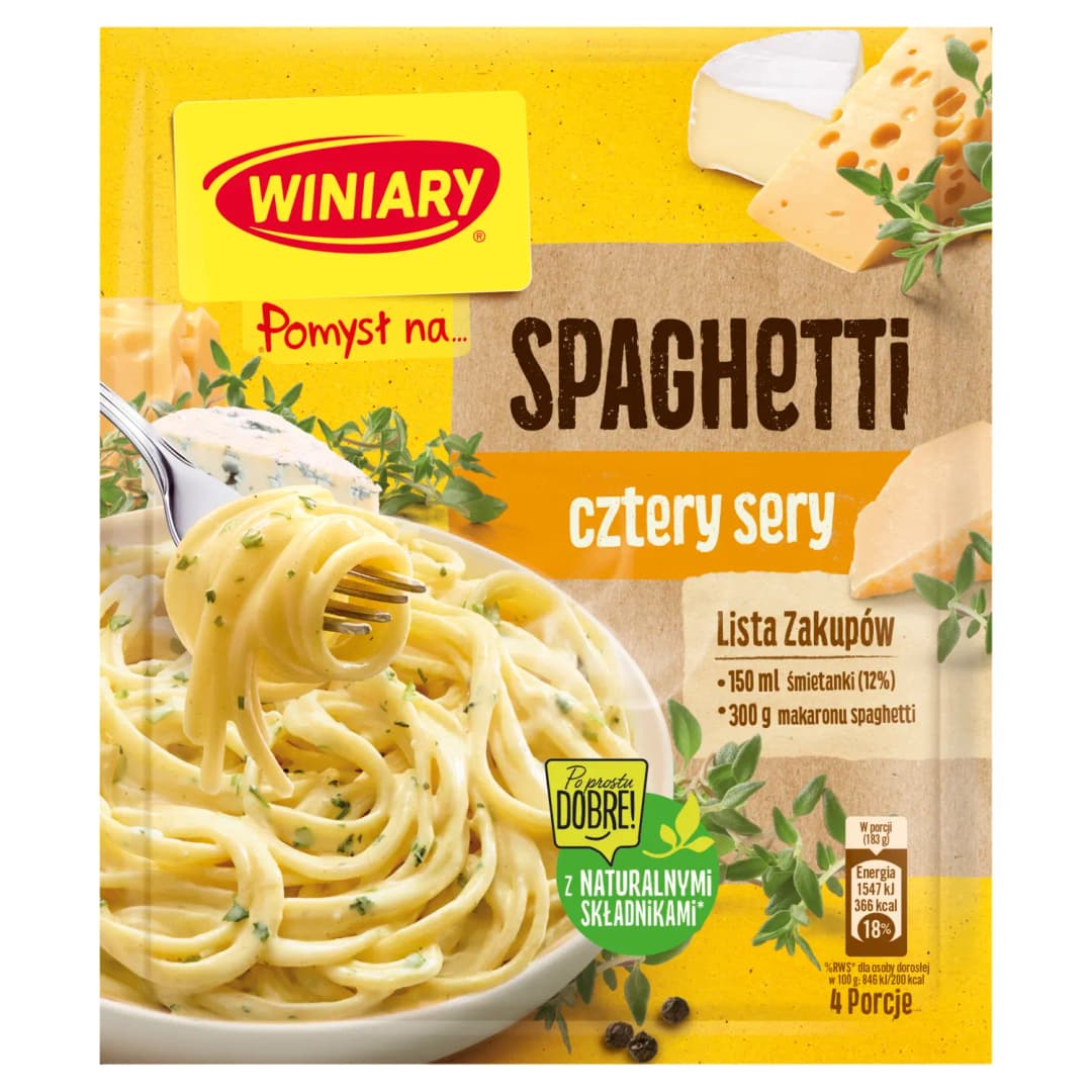 WINIARY POMYSŁ NA... Spaghetti cztery sery 31 g
