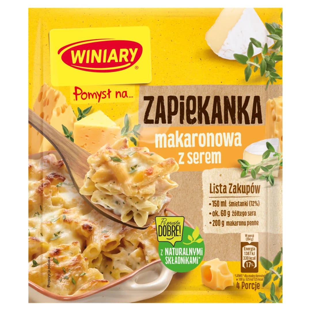 WINIARY POMYSŁ NA... Zapiekanka makaronowa z serem 47 g