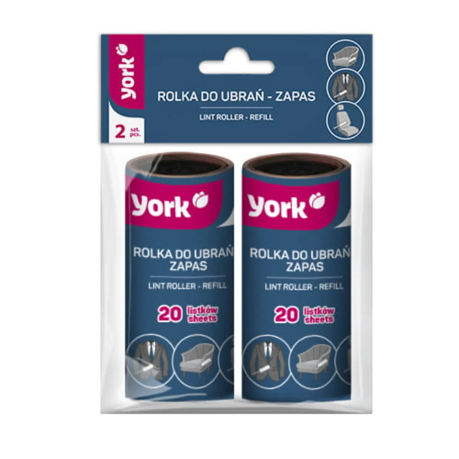 YORK Rolka do ubrań wkład wymienny 2 szt.
