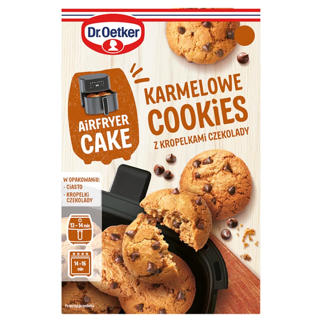 DR. OETKER Ciasteczka karmelowe w proszku z kropelkami czekolady Air Fryer Cake 280 g