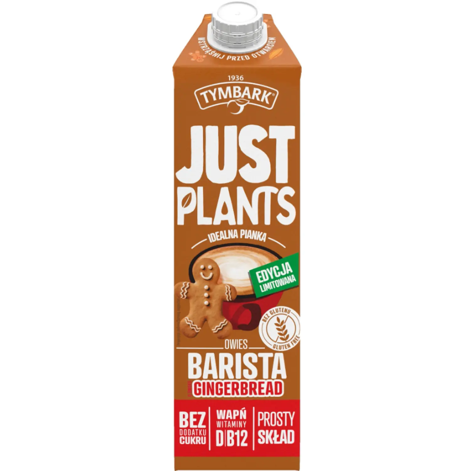 TYMBARK JUST PLANTS Napój owsiany barista o smaku piernikowym Gingerbread VEGE 1000 ml