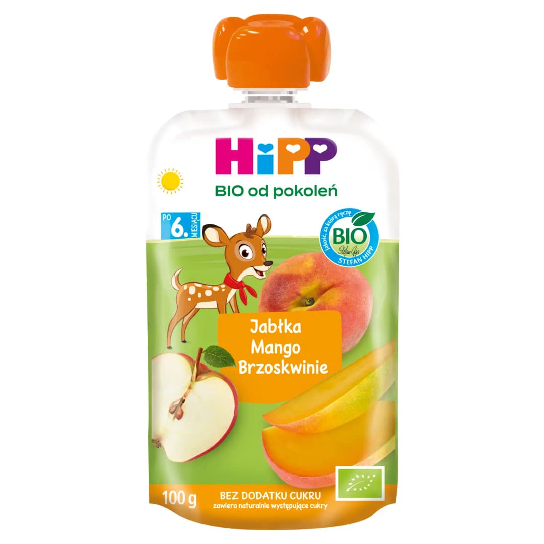 HIPP Mus owocowy bez cukru jabłka mango i brzoskwinie BIO 100 g