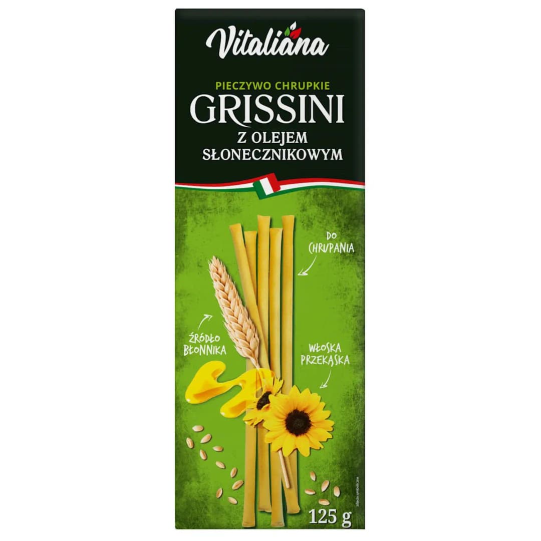 VITALIANA Paluszki grissini z olejem słonecznikowym 125 g