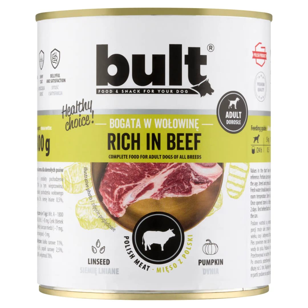 BULT Karma mokra dla dorosłych psów bogata w wołowinę 800 g