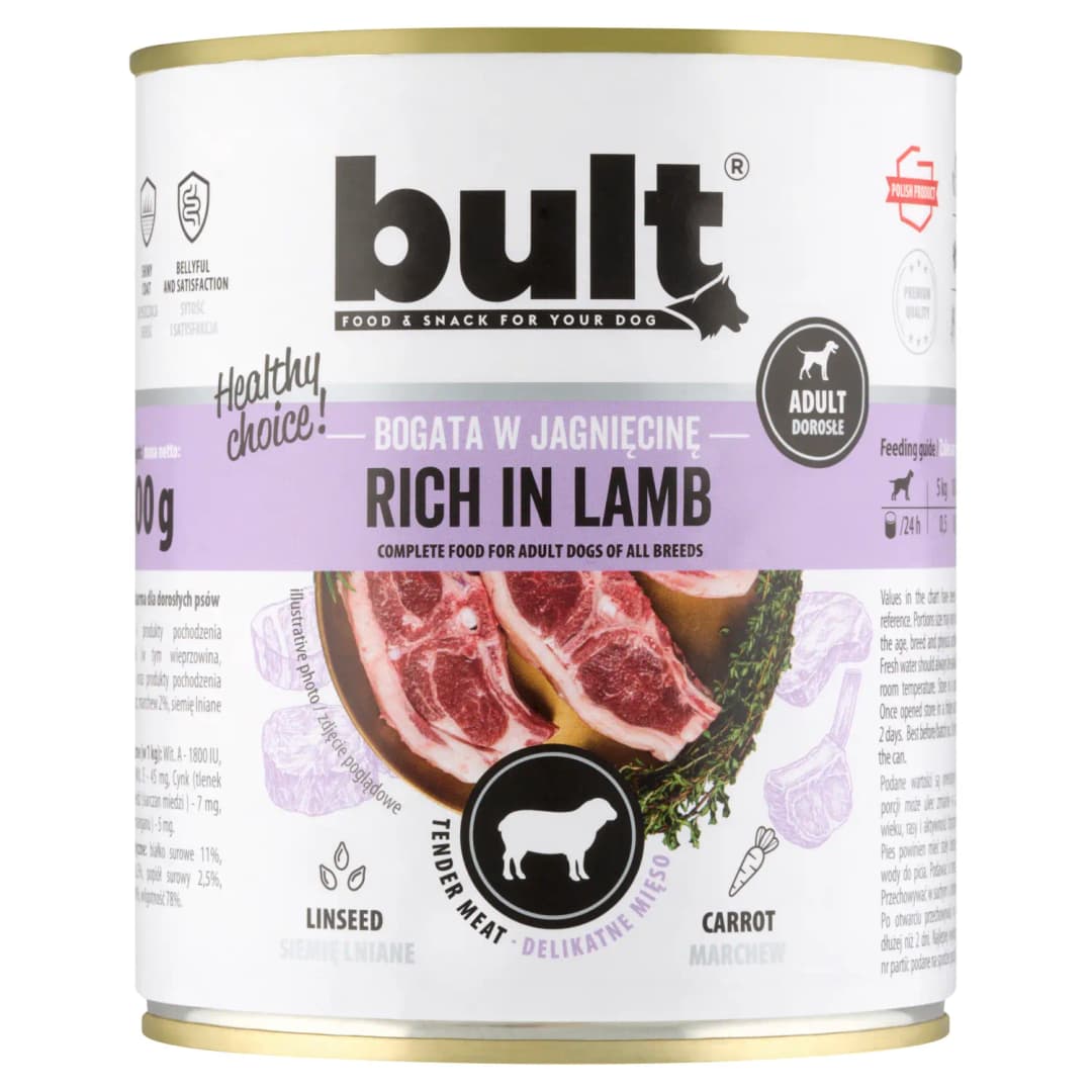 BULT Karma mokra dla dorosłych psów bogata w jagnięcinę 800 g