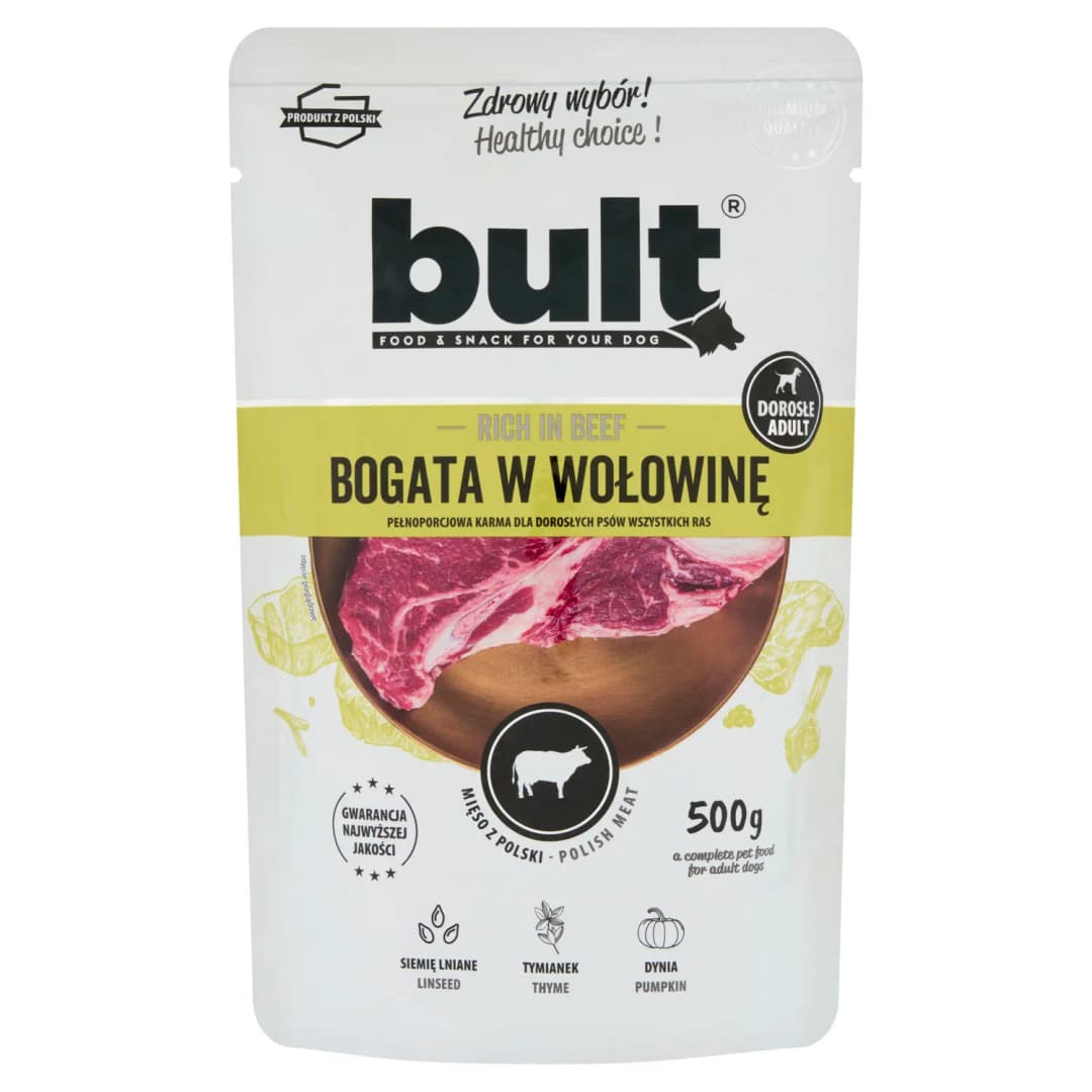 BULT Karma mokra dla dorosłych psów bogata w wołowinę 500 g