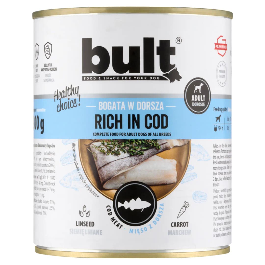 BULT Karma mokra dla dorosłych psów bogata w dorsza 800 g