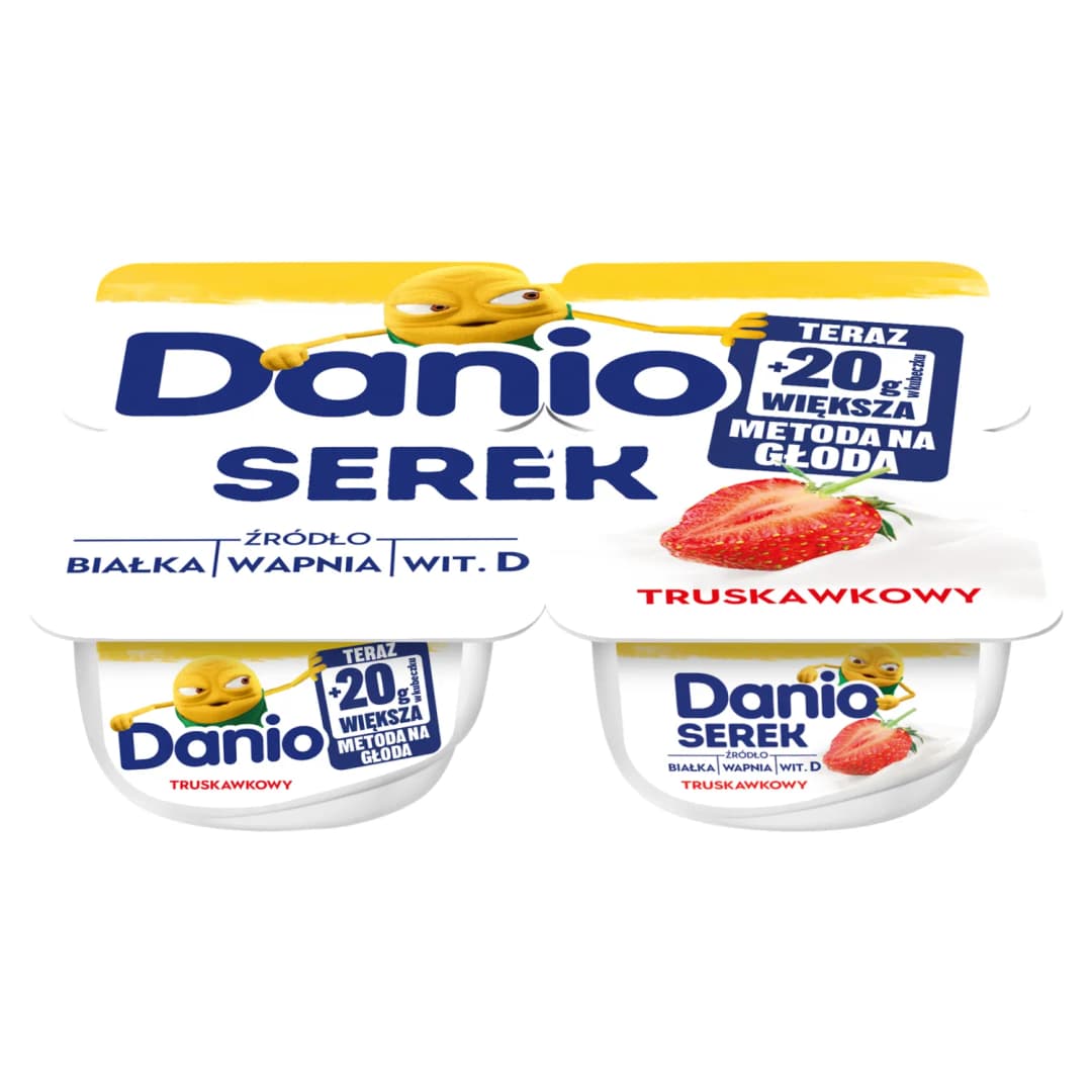 DANONE DANIO Serek homogenizowany truskawkowy 4 szt. 600 g