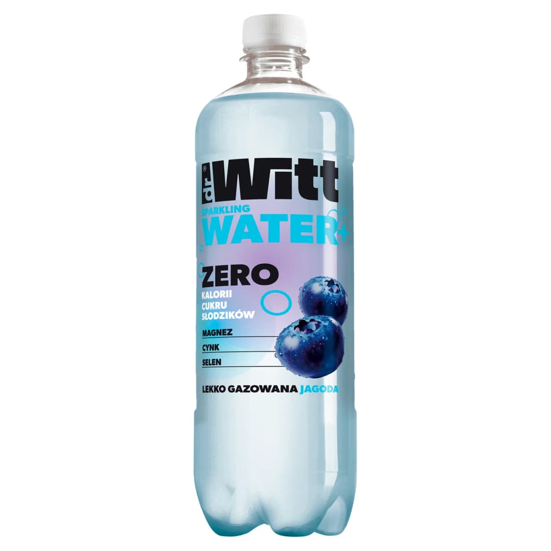 DR WITT Woda gazowana z minerałami o smaku jagody 750 ml