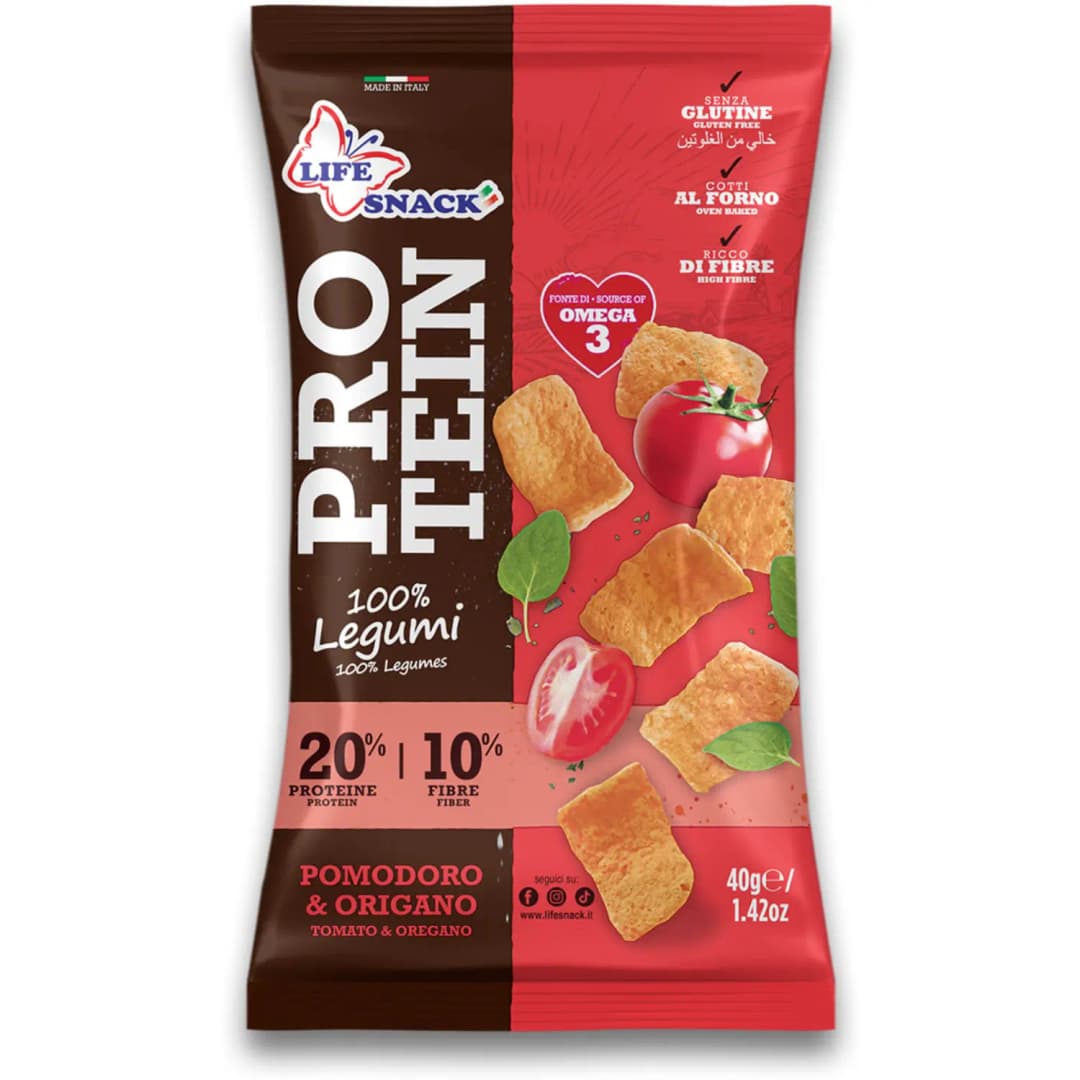 LIFE PROTEIN Chipsy proteinowe z fasoli o smaku pomidora z oregano 40 g