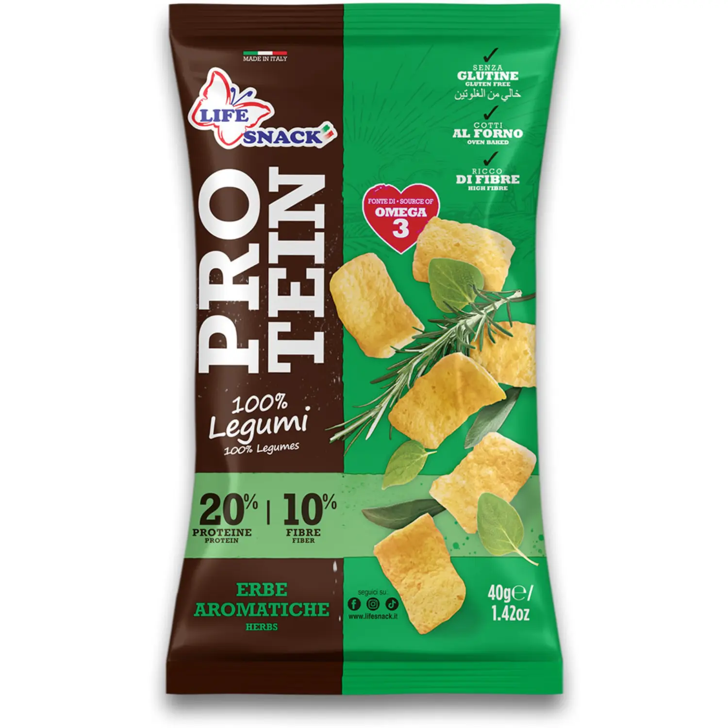 LIFE PROTEIN Chipsy proteinowe z fasoli o smaku ziołowym 40 g