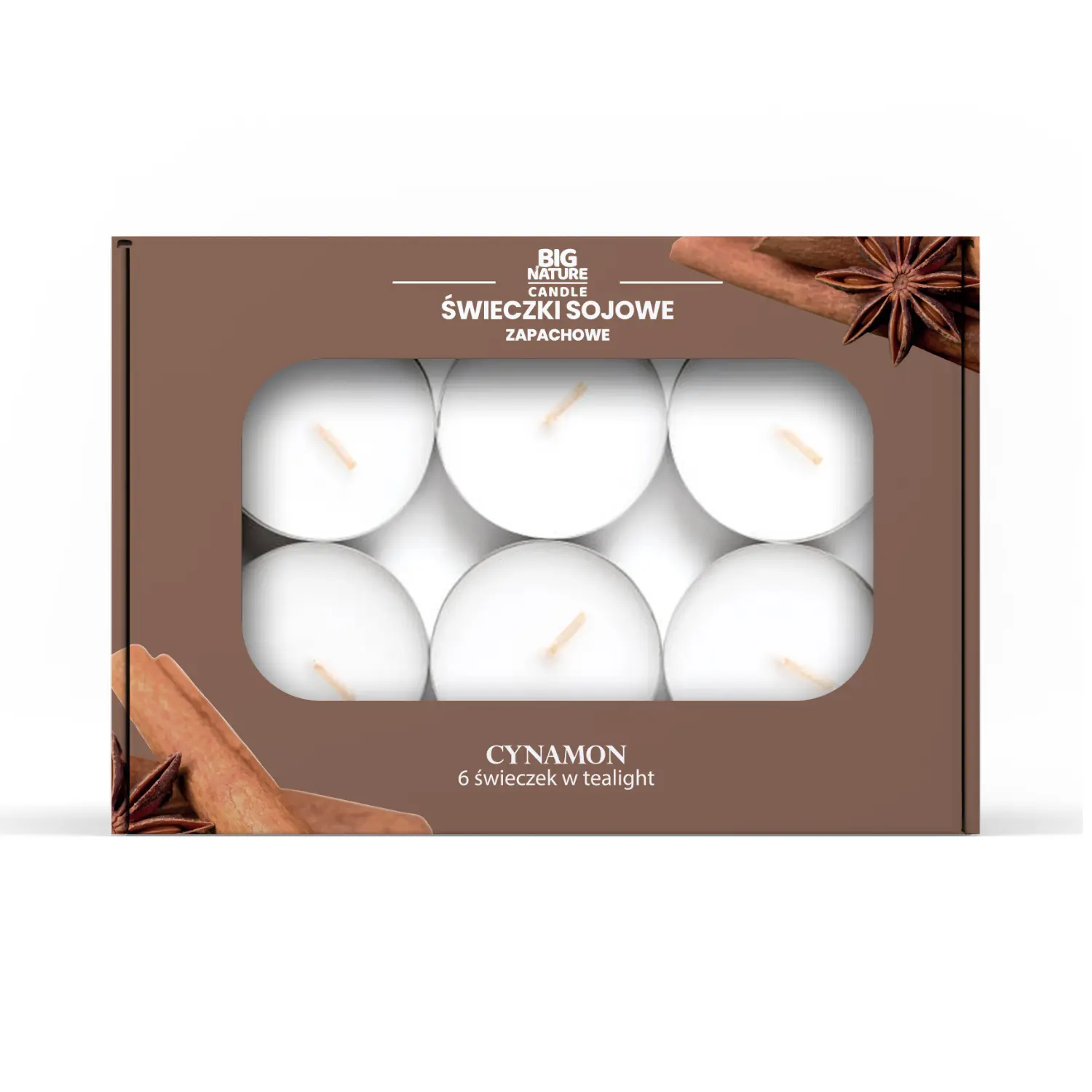 BIG NATURE Świeczki sojowe tealight o zapachu Cynamon 60 g