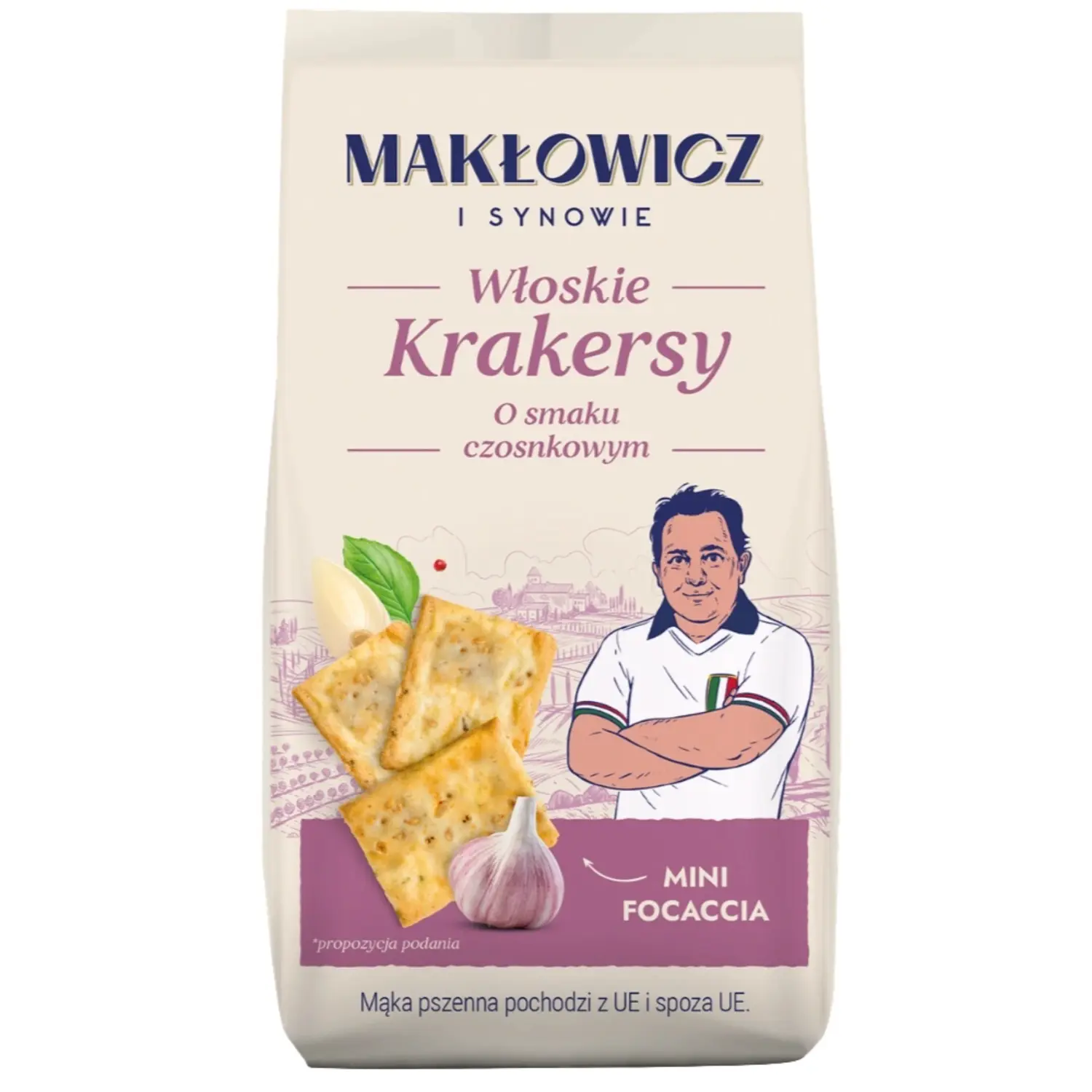 MAKŁOWICZ I SYNOWIE Krakersy o smaku czosnkowym 100 g