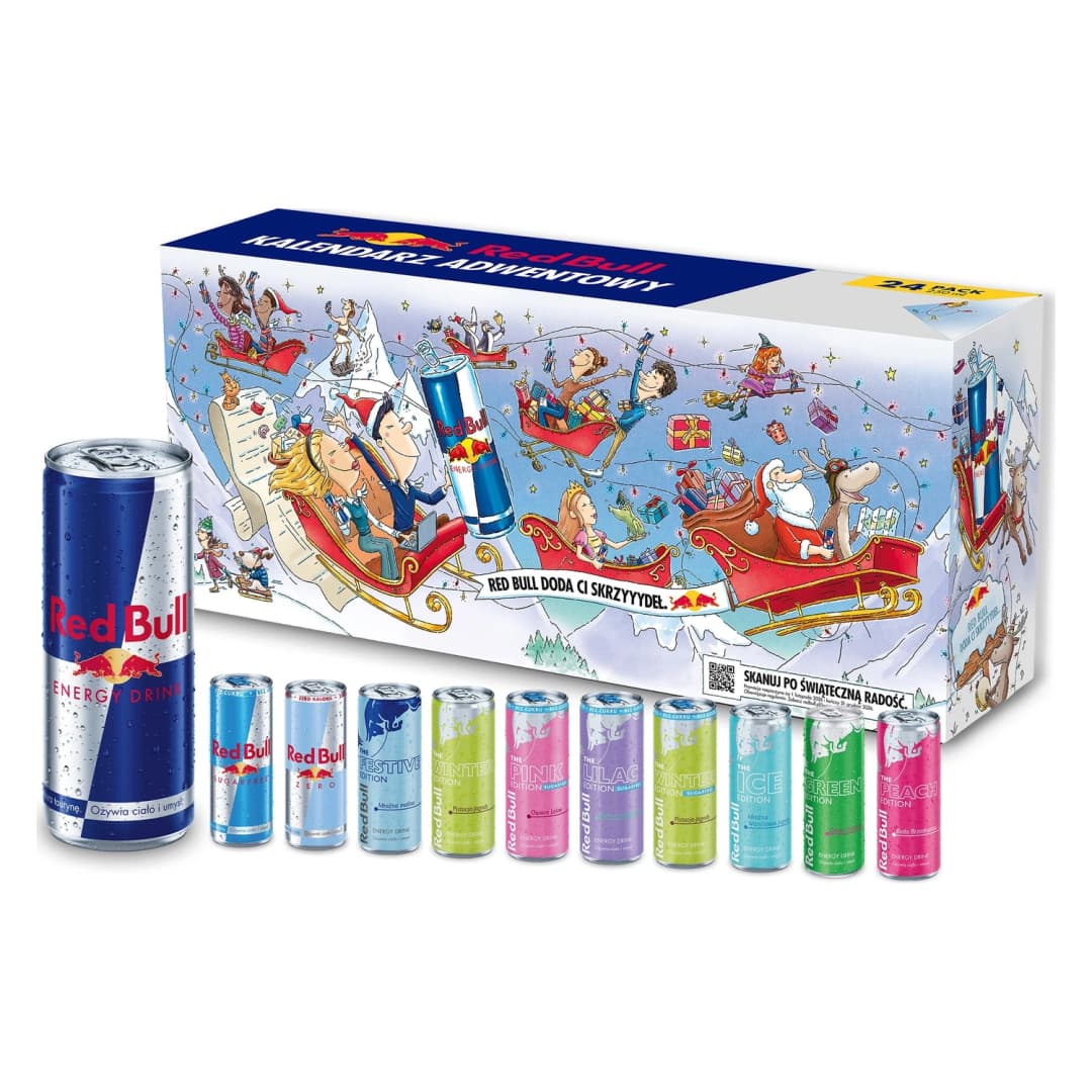 RED BULL Kalendarz adwentowy z napojami energetycznymi mix smaków (24x250 ml) 6000 ml
