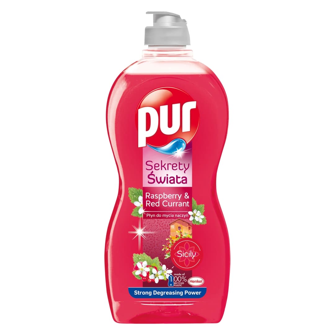 PUR Płyn do mycia naczyń o zapachu maliny i czerwonej porzeczki 450 ml