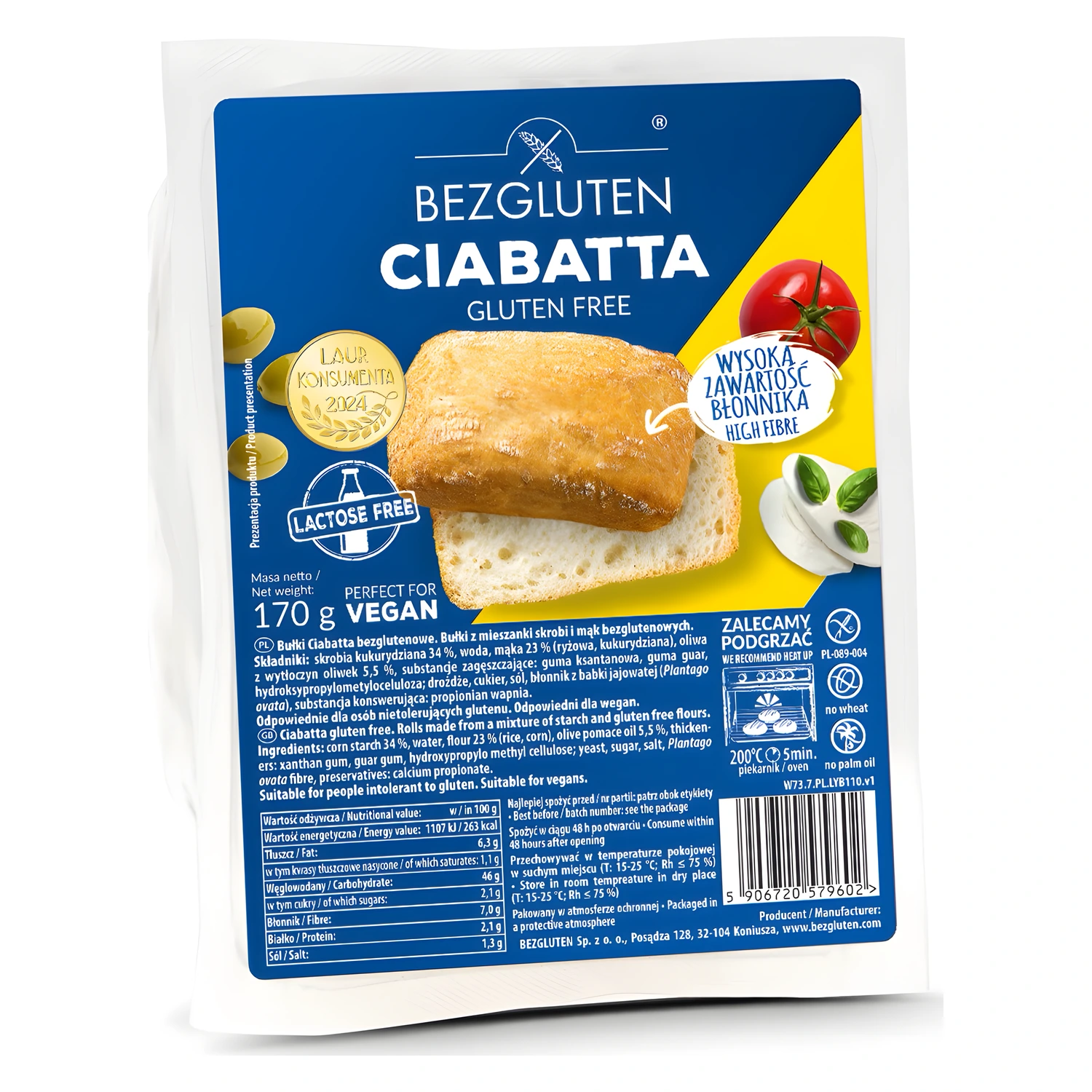 BEZGLUTEN Ciabatta bezglutenowa 2 szt. 170 g