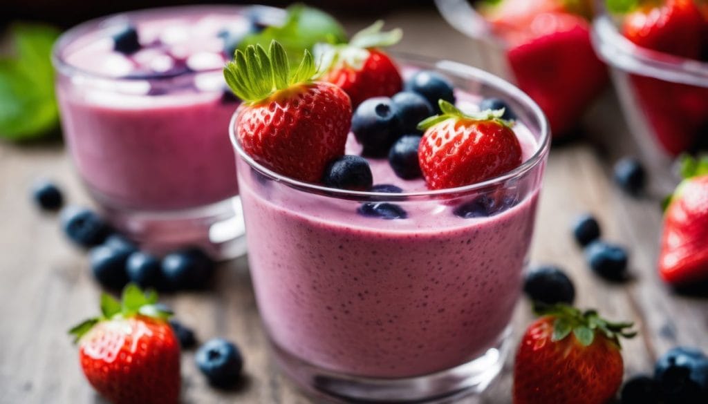 2. Smoothie borówkowe z truskawkami i szpinakiem