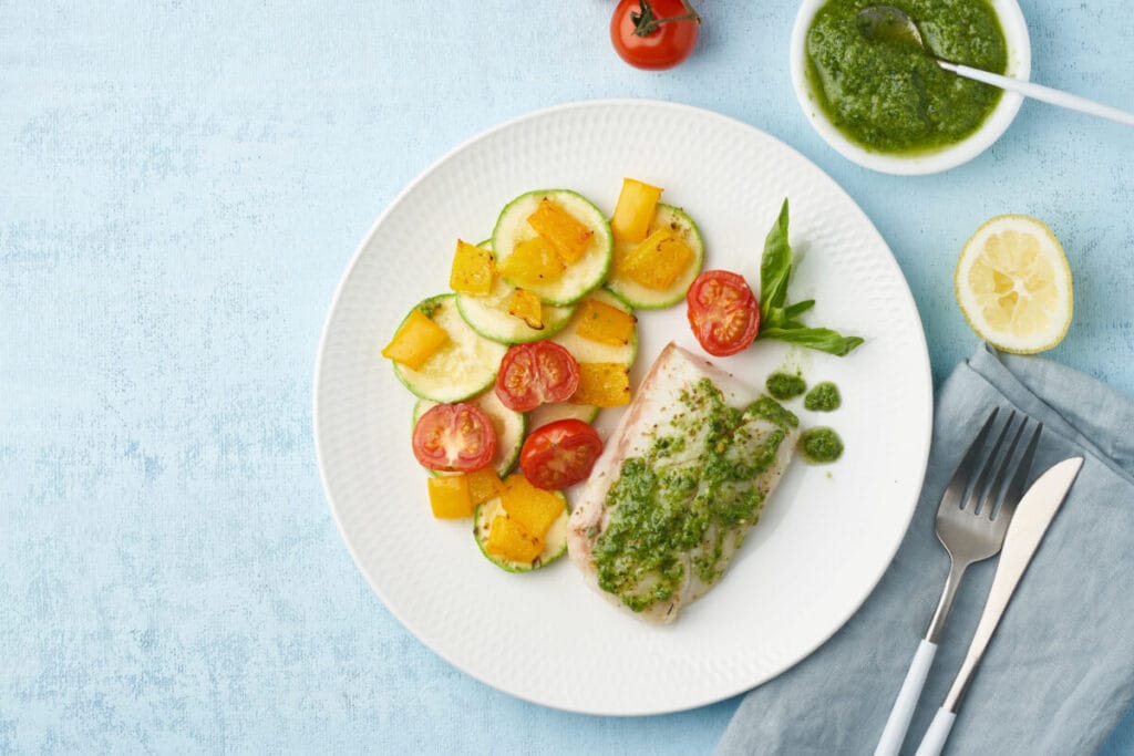 3. Dorsz z pesto z rukoli